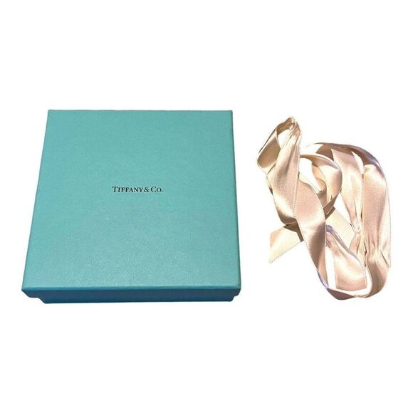Tiffany & Co. Empty Box And Ribbon w/ Tissue Paper 5.75”x5.75”x2” Necklace Gift - Picture 1 of 12